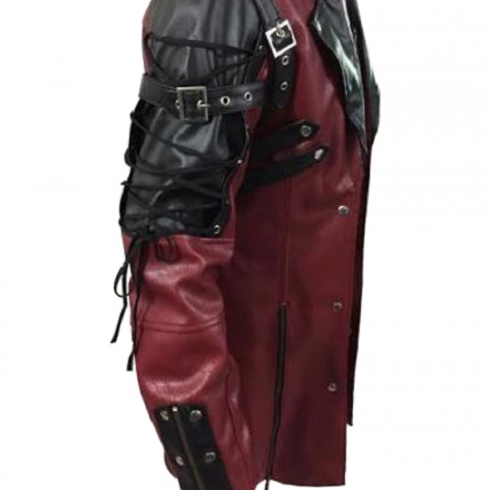 Steampunk Mens Gothic Leather Halloween Trench Coat 